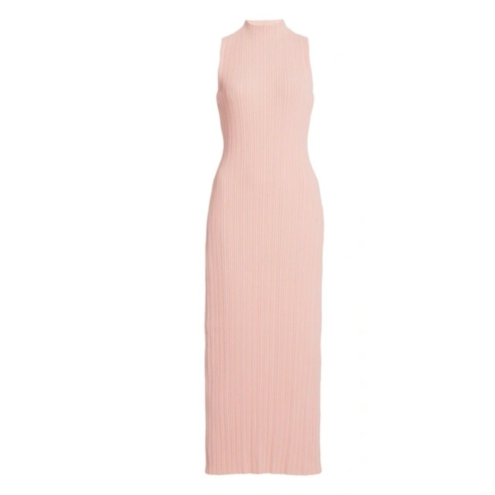 Acler Ribbed Knit Dress Women US 4‎ Pink Excellent Sleeveless Mock Neck Midi